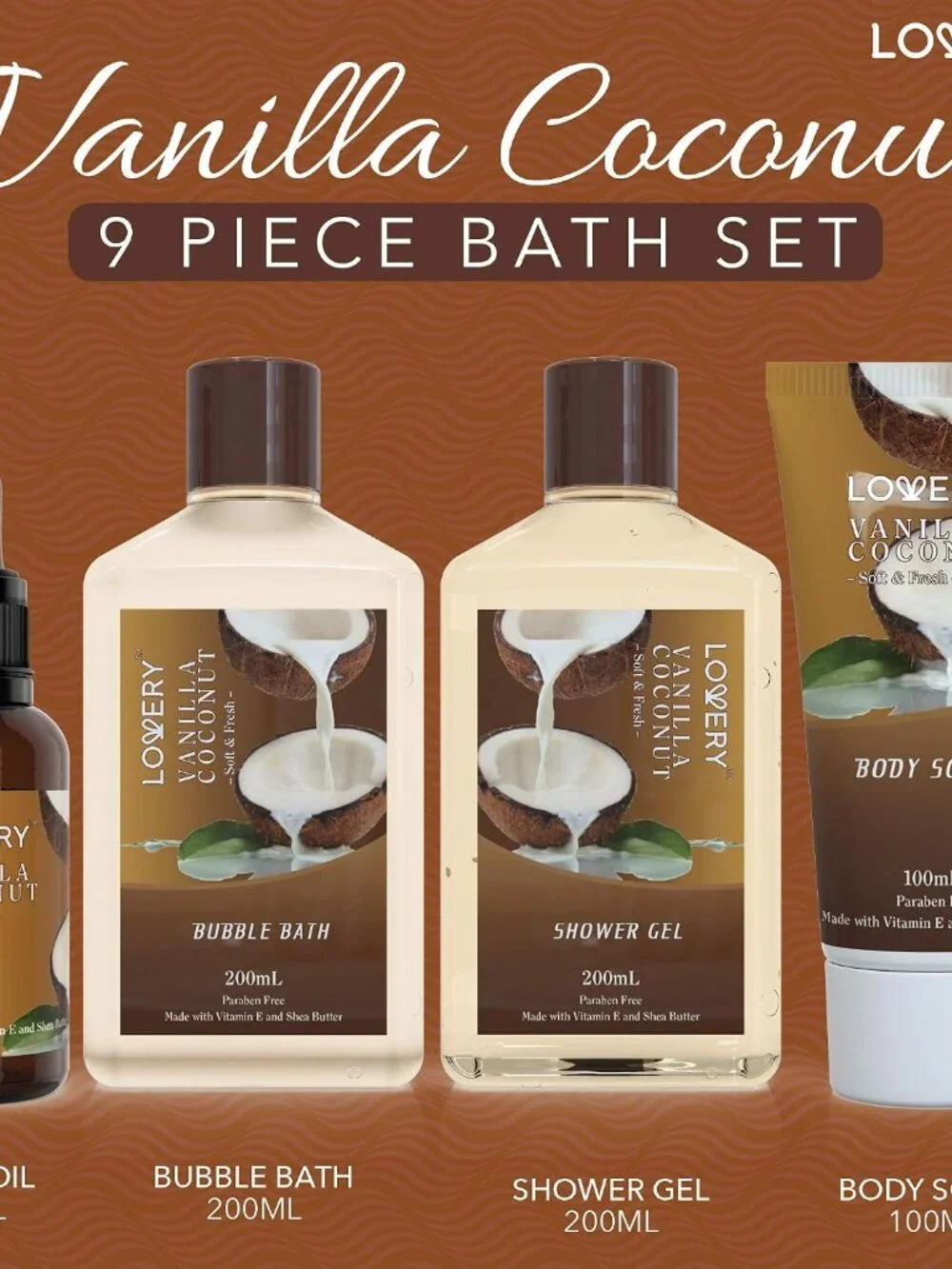 Gifts For Women Gift Basket for Women– 9 Piece Set of Vanilla Coconut Home Spa S